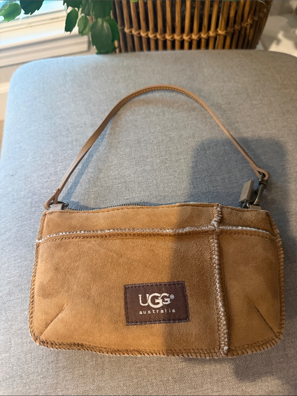 UGG Chestnut Suede Mini Bag with Logo Patch